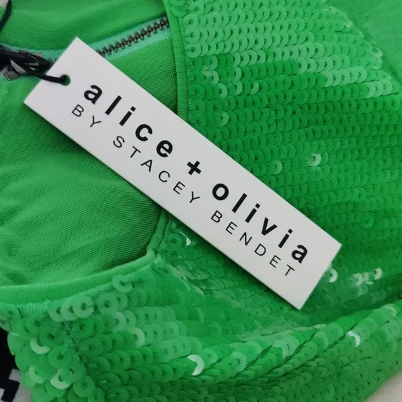 alice olivia green sequin dress Alice & Olivia main image 1
